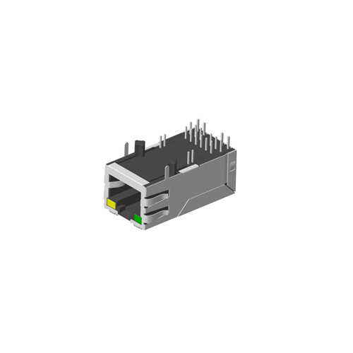 RJ45 1X1 TAB-UP 33mm 帶燈帶屏蔽帶彈片十字腳