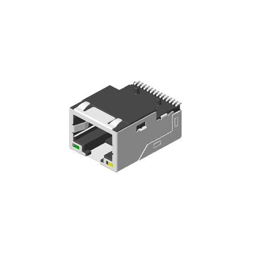 RJ45 1X1 TAB-UP SMT 沉板帶燈帶屏蔽無彈片